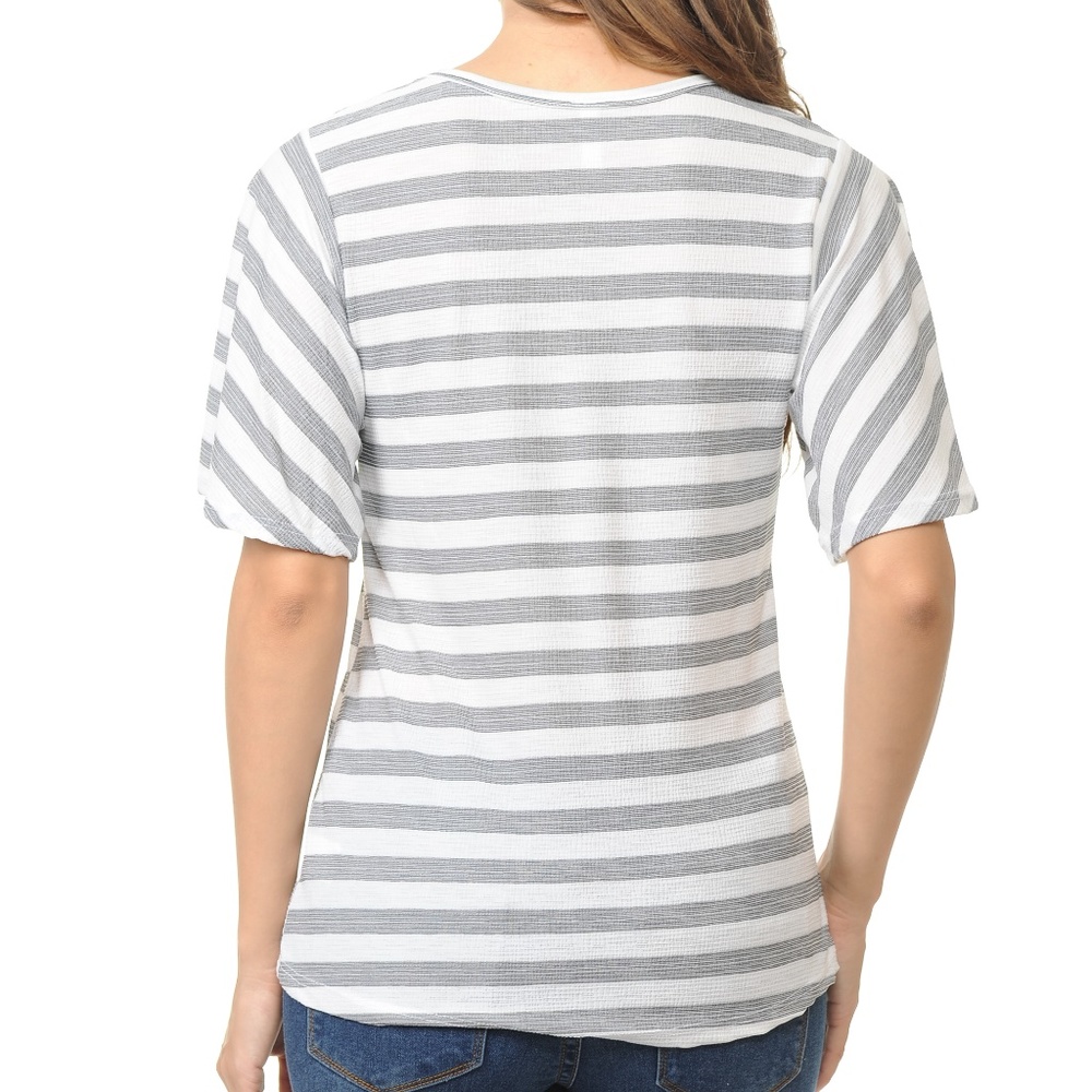 Silver Striped Flowy Sleeve Blouse - Picture 3 of 3